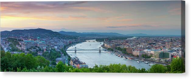 Tranquility Canvas Print featuring the photograph Elevated View Over Budapest & The River by Douglas Pearson