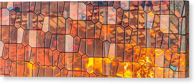 Harpa Canvas Print featuring the photograph Harpa Sunset - Reykjavik Iceland Abstract Photograph by Duane Miller