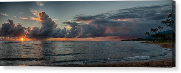 Hawaii Canvas Print featuring the photograph Hauula Sunrise Panorama by Dan McManus