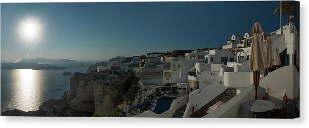 Scenics Canvas Print featuring the photograph Hotels On The West Coast Of Santorini by Ed Freeman