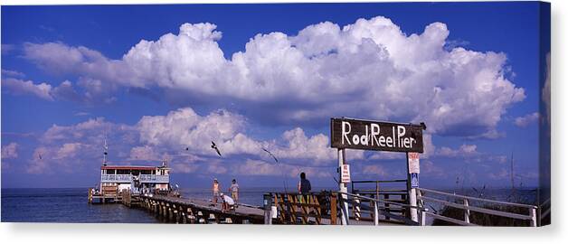 Photography Canvas Print featuring the photograph Information Board Of A Pier, Rod by Panoramic Images