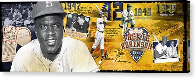 Jackie Robinson Canvas Print featuring the photograph Jackie Robinson Panoramic by Retro Images Archive