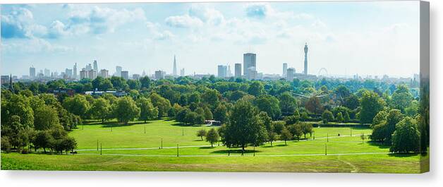 Scenics Canvas Print featuring the photograph London Skyline and Primrose hill park panorama by NicolasMcComber