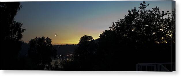 Sea Canvas Print featuring the photograph August Crescent Moon by Stefan Kaertner