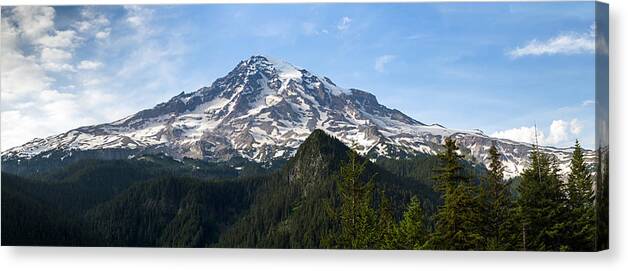 Climate Change Canvas Print featuring the photograph Mount Rainier Panorama by Michael Russell
