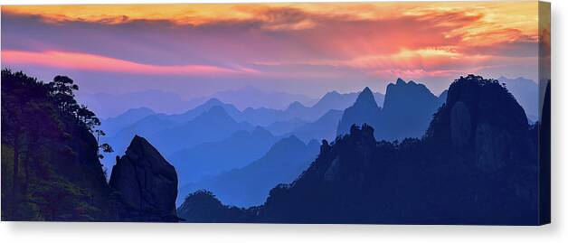 Sanqingshan Canvas Print featuring the photograph Sanqing Mountain Sunset by Mei Xu