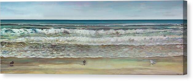 Beach Canvas Print featuring the painting Seashore Ocean Panorama by Jennifer Lycke