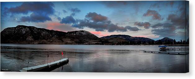 Panorama Canvas Print featuring the photograph Skaha Lake Panorama 02-19-2014 by Guy Hoffman