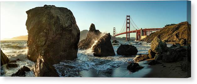 Landscape Canvas Print featuring the photograph The Golden Gate Bridge by Michael Kaupp