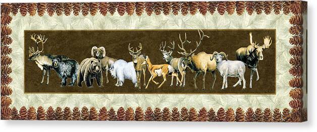Wildlife Canvas Print featuring the painting Big Game Lodge by JQ Licensing