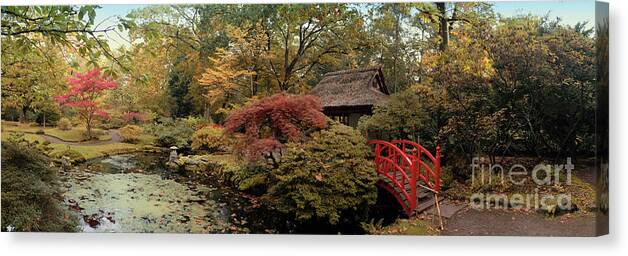 Park Canvas Print featuring the photograph autumn in Japanese park #3 by Ariadna De Raadt