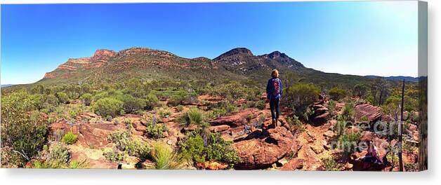 Wilpena Pound Arkaroo Rock Hike Hiking Flinders Ranges South Australia Australian Landscape Landscapes Outback Canvas Print featuring the photograph Wilpena Pound #4 by Bill Robinson