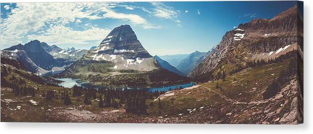 Clements Mountain Canvas Print featuring the photograph Bearhat Mountain over Hidden Lake, MT by Mati Krimerman