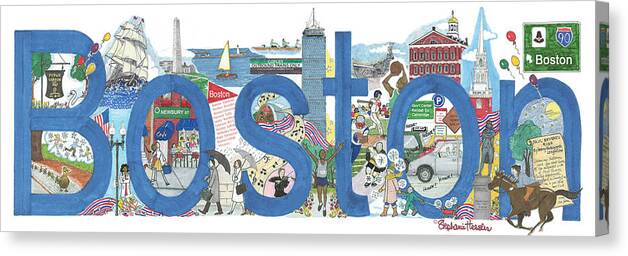 Boston Canvas Print featuring the mixed media Boston by Stephanie Hessler