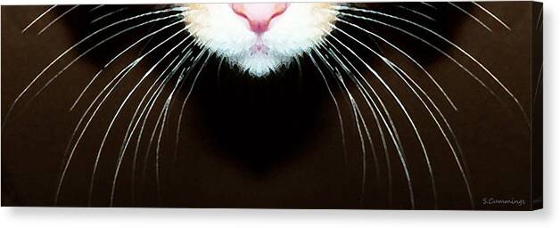 Cat Canvas Print featuring the painting Cat Art - Super Whiskers by Sharon Cummings