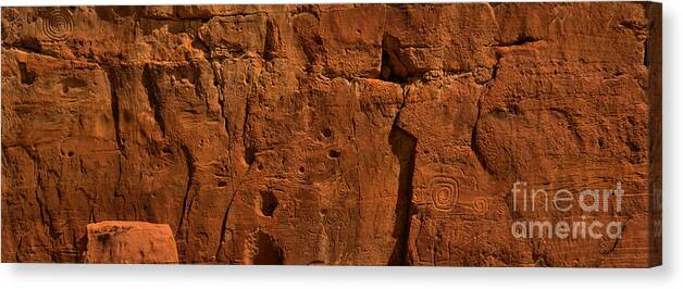Chaco Canyon Canvas Print featuring the photograph Chaco Culture Petroglyph Panel by Adam Jewell