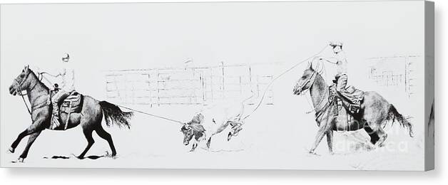 Cowboys Canvas Print featuring the drawing Chris Moore Suggie horses only by Tracy L Teeter