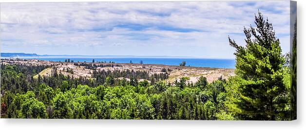 Landscape Canvas Print featuring the photograph Dunes Along Lake Michigan by Lester Plank