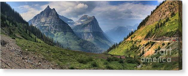 Glacier National Park Canvas Print featuring the photograph Glacier Big Bend View Panorama by Adam Jewell