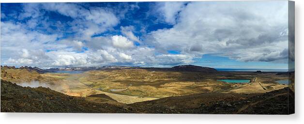 Iceland Canvas Print featuring the photograph Iceland panorama image geothermal area by Matthias Hauser