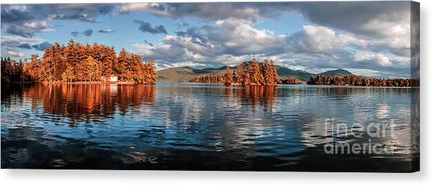 Autumn Canvas Print featuring the photograph Lake George Panorama by Thomas Marchessault