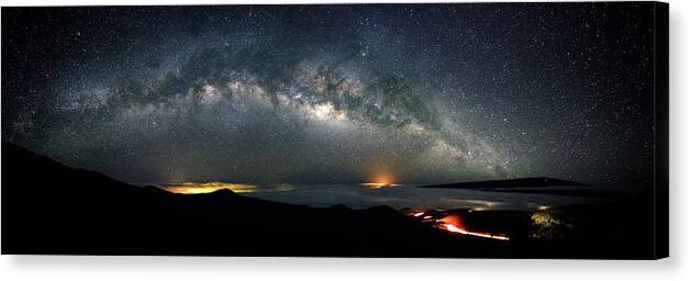 Milky Way Canvas Print featuring the photograph Mauna Kea Milky Way Panorama by Christopher Johnson