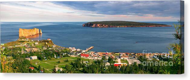 Perce Canvas Print featuring the photograph Panoramic view in Perce Quebec by Elena Elisseeva