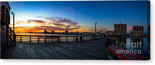 Myrtle Beach Days Collection Canvas Print featuring the photograph Sunset on the Cherry Grove Pier by David Smith