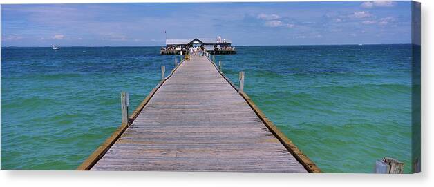 Photography Canvas Print featuring the photograph Pier In The Sea, Anna Maria City Pier #1 by Panoramic Images