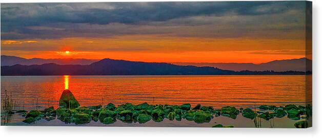 Lake Canvas Print featuring the photograph Fire Rock by Tom Gresham
