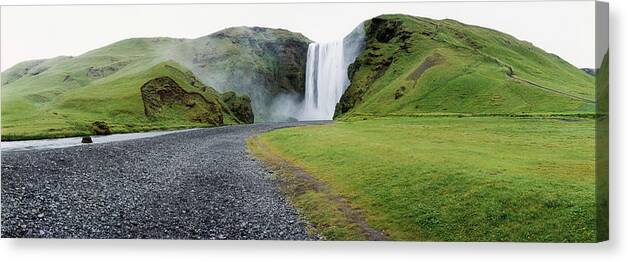 Scenics Canvas Print featuring the photograph Iceland, Skogafoss, Waterfall, Digital by Ed Freeman