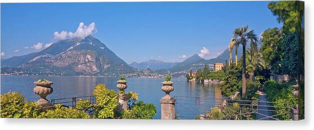 Panoramic Canvas Print featuring the photograph Lake Como, Varenna, Lombardy by Kathy Collins