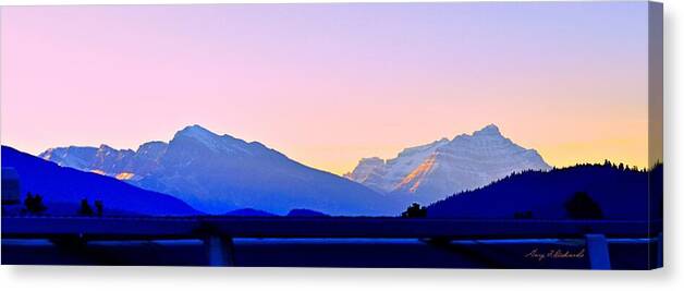 Train Canvas Print featuring the photograph Peaks Near Jasper by Gary F Richards