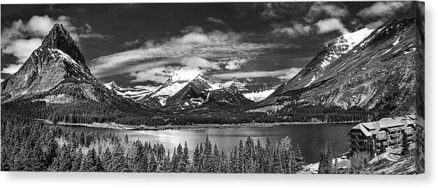 Many Glacier Valley Canvas Print featuring the photograph Many Glacier Valley Panorama by NPS Tim Rains