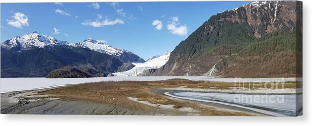#juneau Canvas Print featuring the photograph Mendenhall Lake in the Spring by Charles Vice