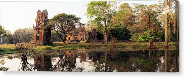 Panoramic Canvas Print featuring the photograph Behind the Khleang Temples - Ankor wat cambodia by Sonny Ryse