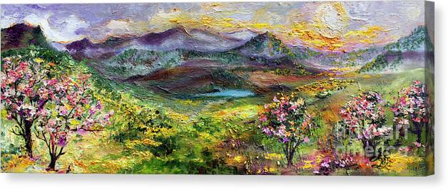 Mountain Oil Paintings Canvas Print featuring the painting Georgia Mountain Retreat In Spring by Ginette Callaway