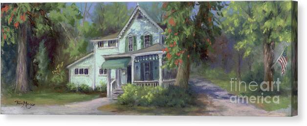 Lakeside Ohio Plein Air Painting Canvas Print featuring the painting Lakeside Cottage on Cedar Street by Terri Meyer