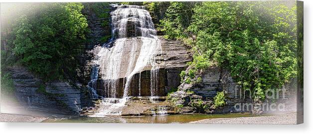 Water Canvas Print featuring the photograph Montour Falls Panorama by William Norton