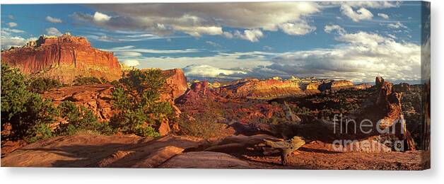 Dave Welling Canvas Print featuring the photograph Panorama Near Waterpocket Fold Capitol Reef National Park by Dave Welling