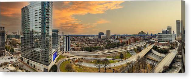 City Canvas Print featuring the photograph Sunset Over the Cityscape in Atlanta by Marcus Jones