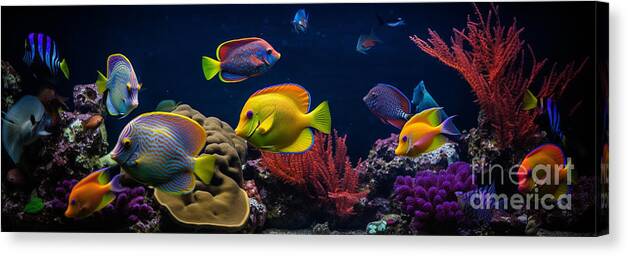 Tropical Canvas Print featuring the digital art Tropical Fish III by Jay Schankman