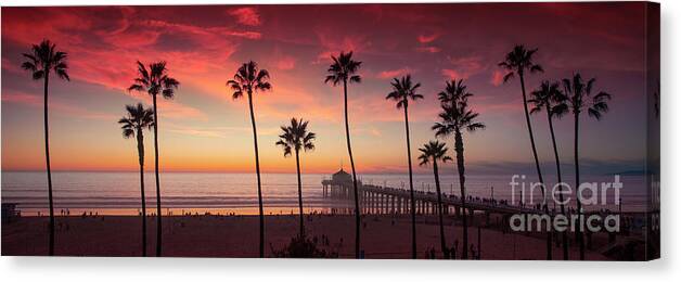 Palm Trees Canvas Print featuring the photograph West Coast Sunset Beach by Marco Crupi