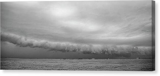 Storm Canvas Print featuring the photograph Cactus Roll Cloud BW by Scott Cordell