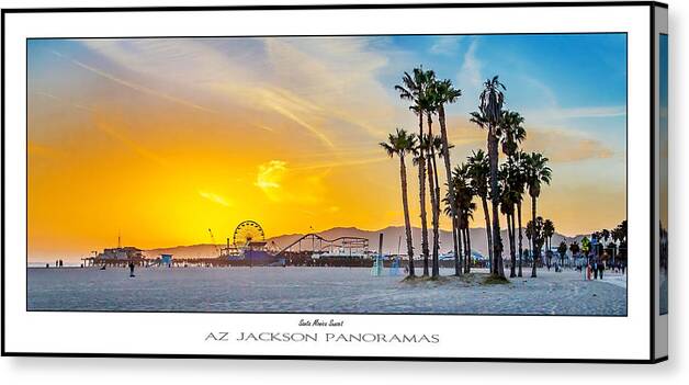 Los Angeles Canvas Print featuring the photograph Santa Monica Sunset Poster Print by Az Jackson