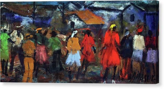  Canvas Print featuring the painting Lady In Red by Joe Maseko