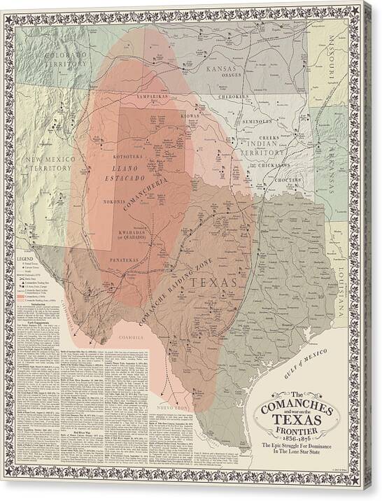 Texas Canvas Print featuring the digital art Comanches and War on the Texas Frontier by Al White