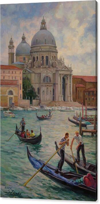 Venice Canvas Print featuring the painting Grand canal. Venice. by Serguei Zlenko
