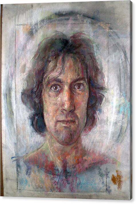 Selfportrait - Study- Portrait- Expressionism- Pastel - Charcoal And Pastel Canvas Print featuring the drawing Pompeian Selfportrait by Paez Antonio