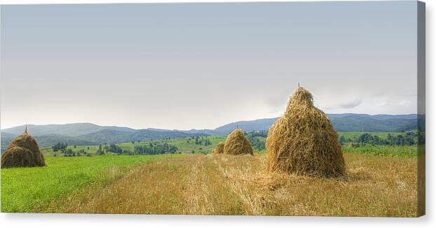 Hayrack Canvas Print featuring the photograph Hayrack panorama by Vlad Baciu